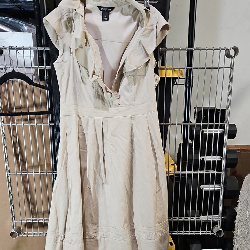 H&M Beige Midi Dress with Ruffle Details